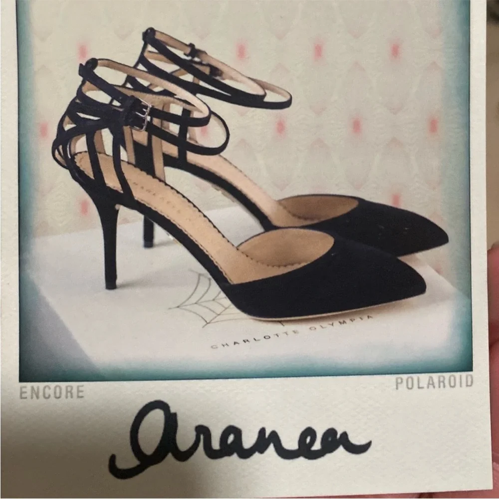 Charlotte Olympia Black Suede Aranea Spider Web d'Orsay Pump Heels Shoes